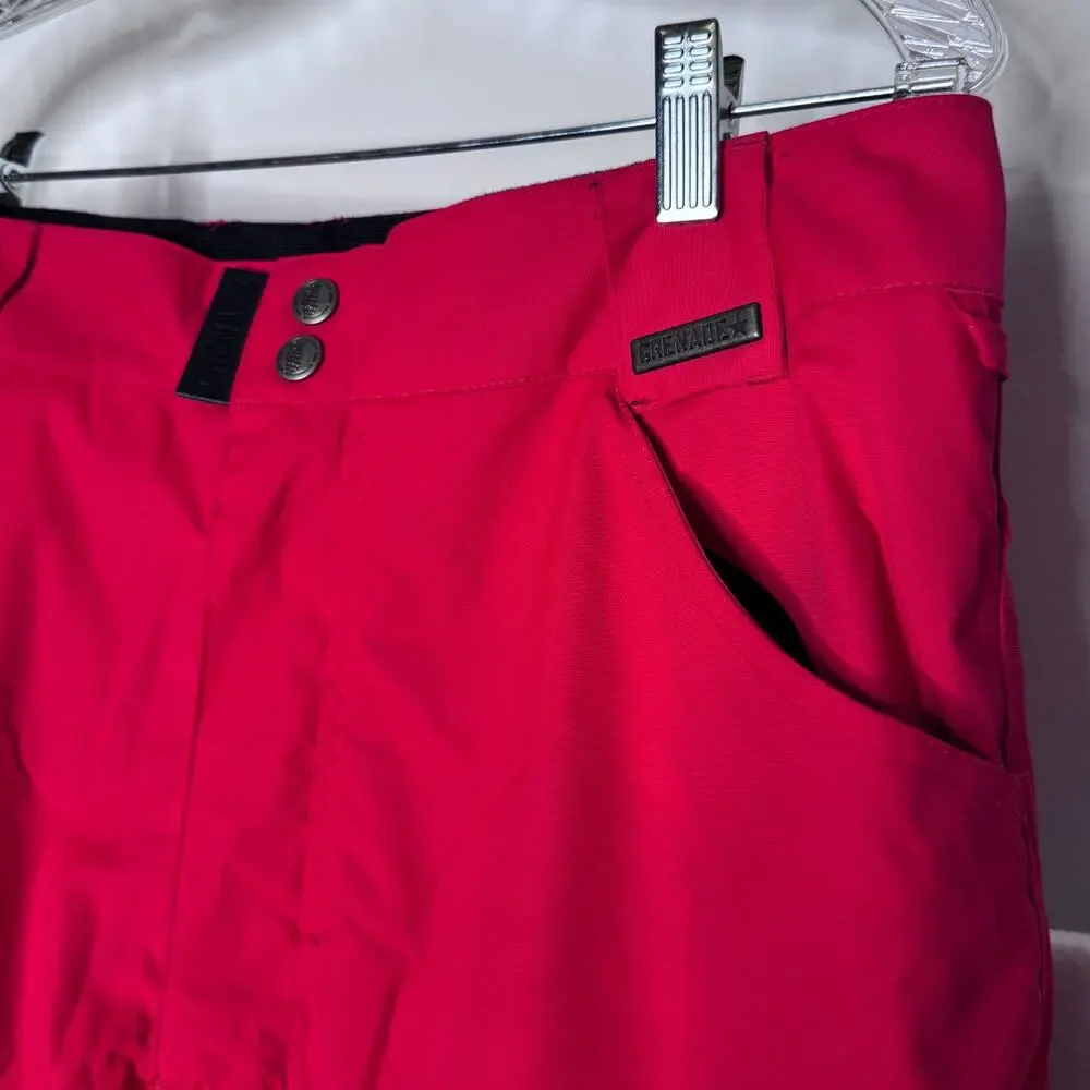 1990s Grenade Snowboard Ski Pants Red Cargo Insulated Snow Pants Medium